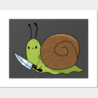 Snail with knife! Posters and Art